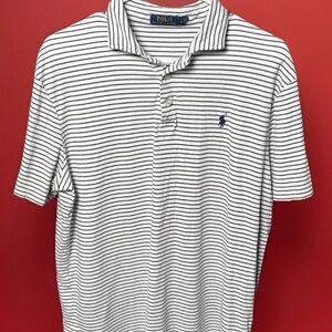 Polo Ralph Lauren Men's Large Black Stripe Polo Shirt Classic Fit, Soft Touch